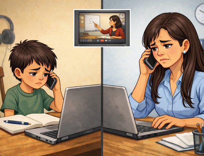Perils of Online Classes: Parents Exhausted, Children Drained